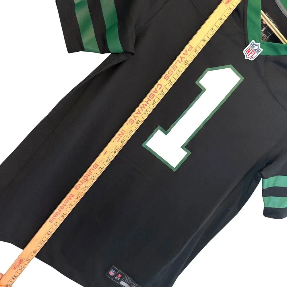 Nike Mens New York Jets Sauce Gardner 1 Jersey Black Green Small NFL Football